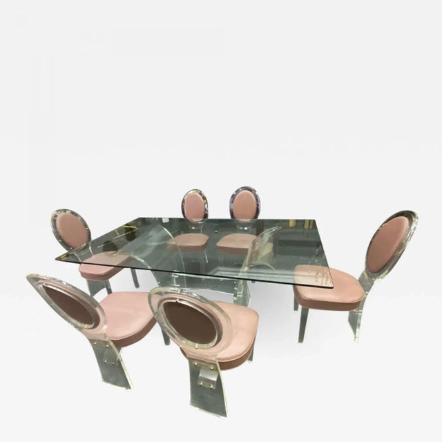 1980s Modernist Lucite Dining Table & Six Lucite Dining Chairs - Set of 7 For Sale - Image 10 of 10