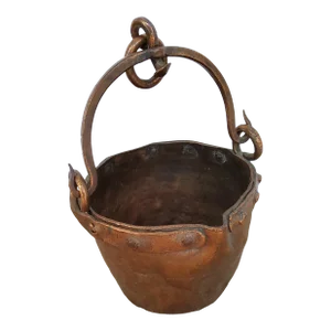 Antique Italian Wrought Iron and Copper Well Bucket
