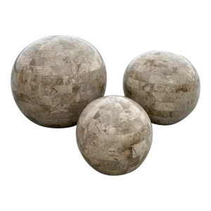 Maitland Smith Tesselated Marble Sphere Sculptures, Set of 3