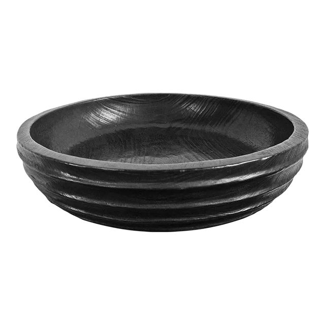 Vintage Javanese Modern Ebony Wood Carved Bowl For Sale