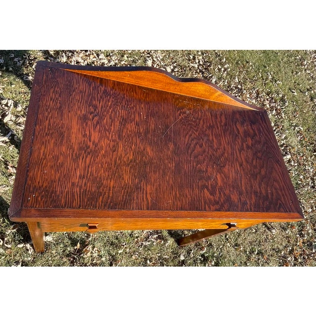 Brown Early 19th Century Arts & Crafts Mission Oak Craftsman Serving Table / Buffet Sideboard/Writing Desk For Sale - Image 8 of 16