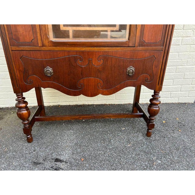 Brown Antique Jacobean Style Walnut Cabinet For Sale - Image 8 of 11