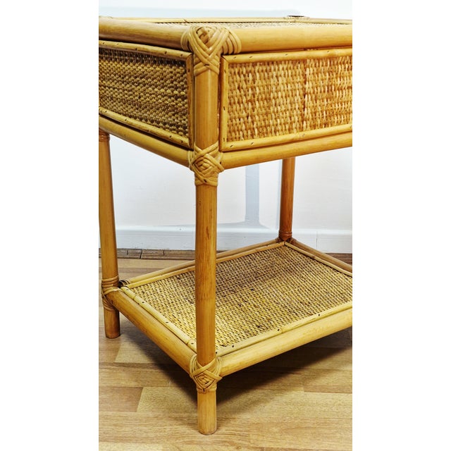 Mid-Century Modern Bamboo and Wicker Bedside Tables, Italy, 1970s, Set of 2 For Sale - Image 16 of 18