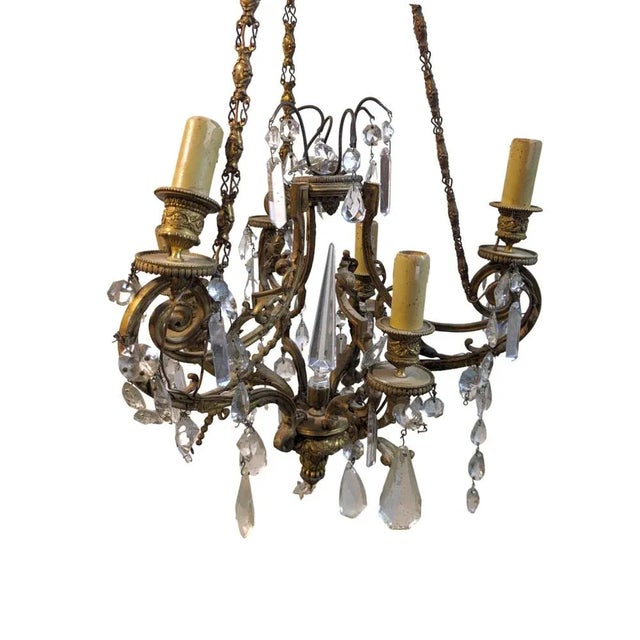 19th Century Bronze Chandelier with Tassels For Sale - Image 5 of 5