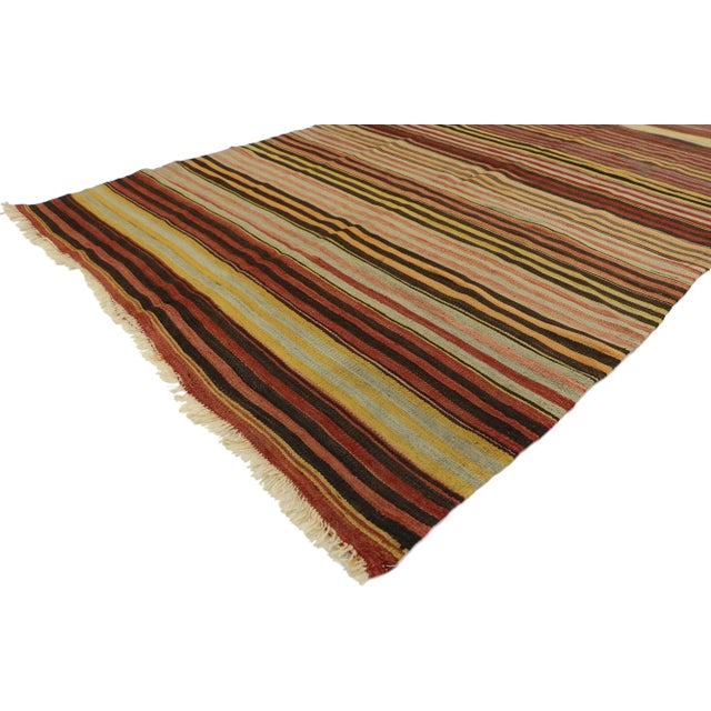 Mid-Century Modern Vintage Turkish Striped Kilim Rug - 04'11 X 10'08 For Sale - Image 3 of 10