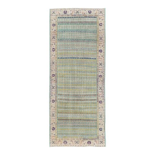 Mid Century Green Turkish Deo Gallery Rug - 4'7" x 11'7" For Sale