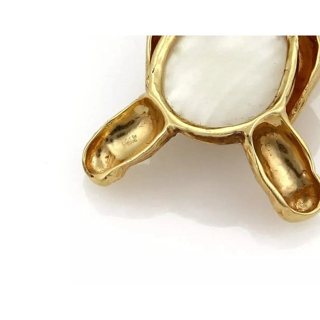 Late 20th Century Late 20th Century 20391 - Diamond Mabe Pearl 14k Yellow Gold Bear Brooch Pin For Sale - Image 5 of 6