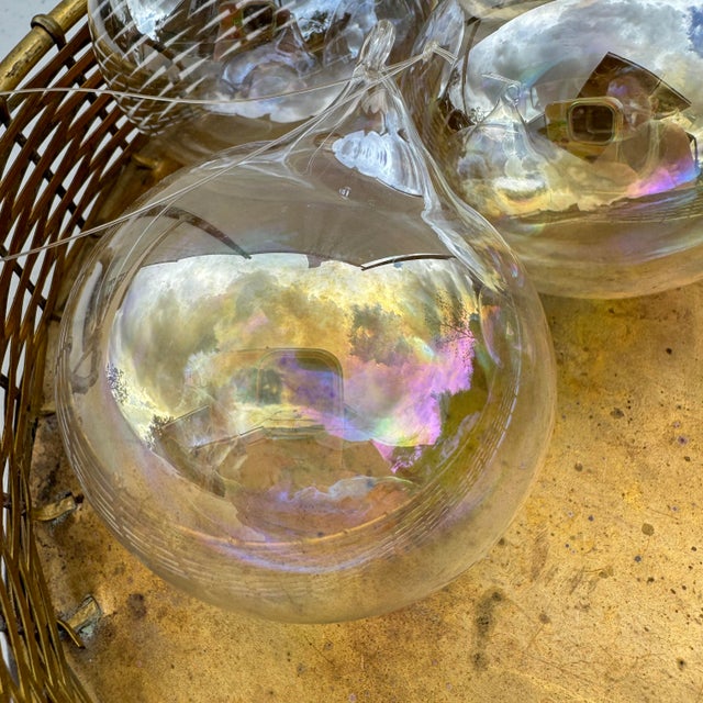 Late 20th Century Hand Blown Silvestri Iridescent Glass Ornaments- Set of 6 For Sale - Image 5 of 10