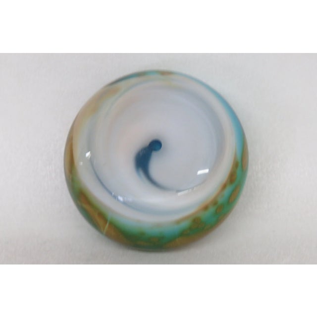 Late 20th Century Hand Blown Art Glass Paperweight Tie Dye Style For Sale - Image 5 of 12