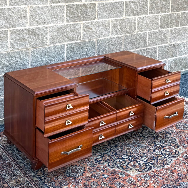 Wood Mid Century Modern Kling Furniture Cherry Modern Collection Solid Cherry 6 Drawer Vanity & Bench For Sale - Image 7 of 18