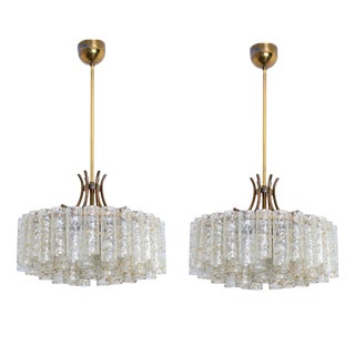 Doria Gold Flakes Glass and Brass Chandeliers, 1960s For Sale