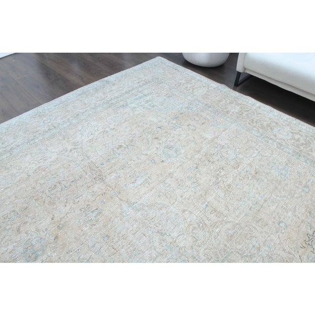Tan 1970s Vintage Persian Handmade Wool Cotton Light Tan Area Rug For Sale - Image 8 of 10
