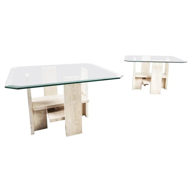Vintage Travertine Side Tables by Willy Ballez from Design M, 1970s, Set of 2 For Sale - Image 11 of 11
