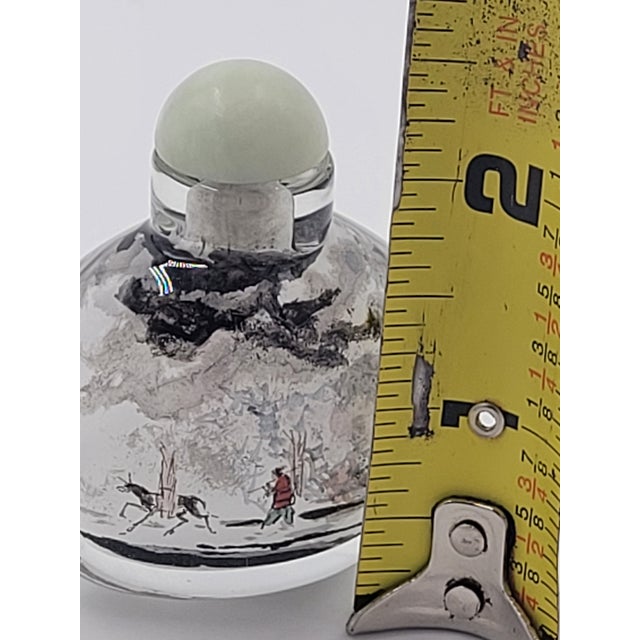 Mid 20th Century Chinese Inside-Painted Glass Snuff Bottle Winter Traveler in Misty Mountains For Sale - Image 11 of 12