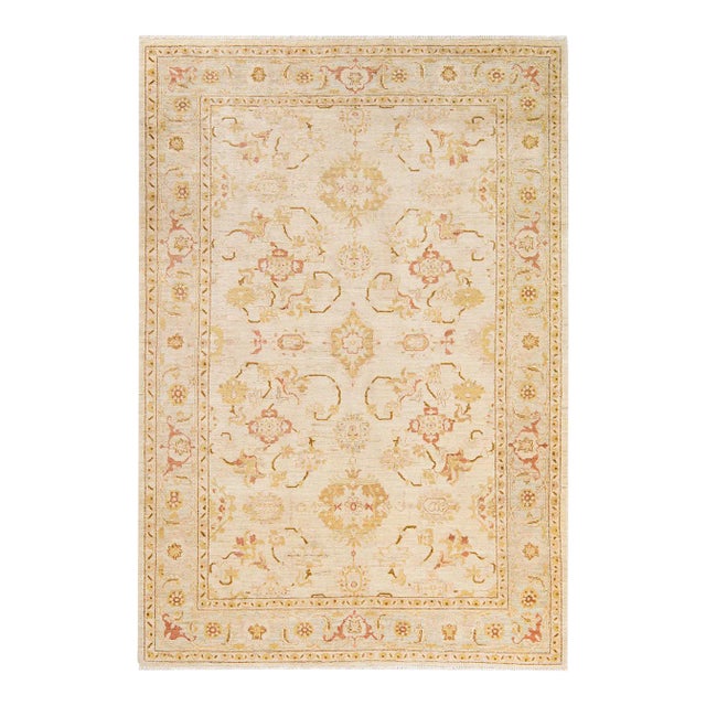 Vintage Traditional Hand Knotted Wool Area Rug, Sand - 6'3" X 9'0" For Sale
