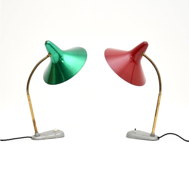 A fantastic pair of vintage French table lamps, dating from the 1950’s. They are beautifully designed and are of great...