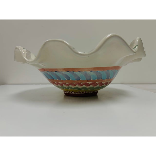 American Mackenzie Childs Fluted King Ferry Serving Bowl For Sale - Image 3 of 8