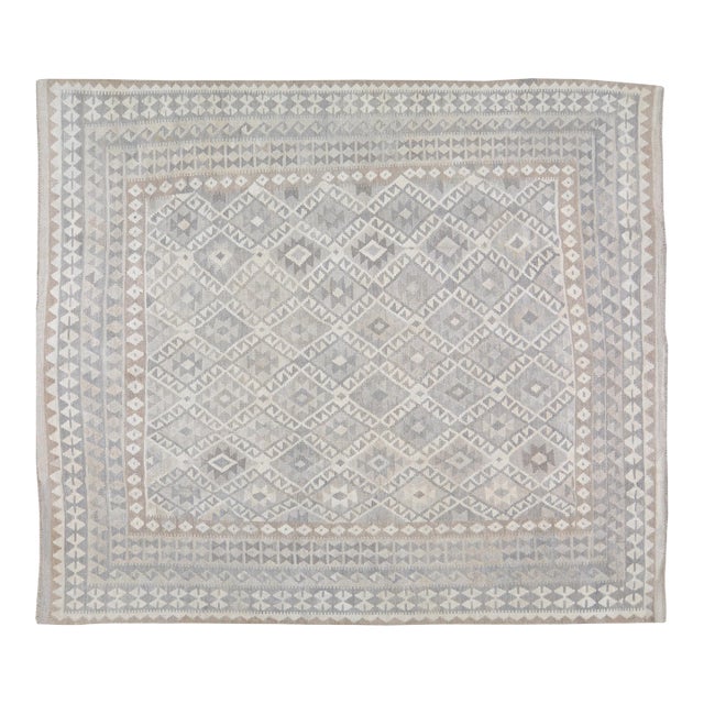 1990s Afghan Tribal Hand Woven Flatweave/Kilim With Organic Wool and Soft Texture,8'5"X9'8" For Sale