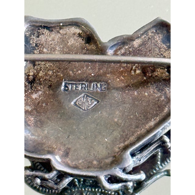 Mid Century Sterling Silver JMS Enamel and Marcasite Butterfly Brooch For Sale - Image 13 of 13