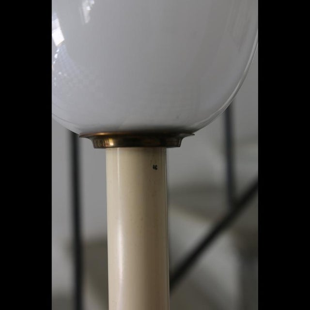 Large Vintage French Art Deco Floor Lamp in Metal and Opaline Glass, France, 1920 For Sale - Image 6 of 12
