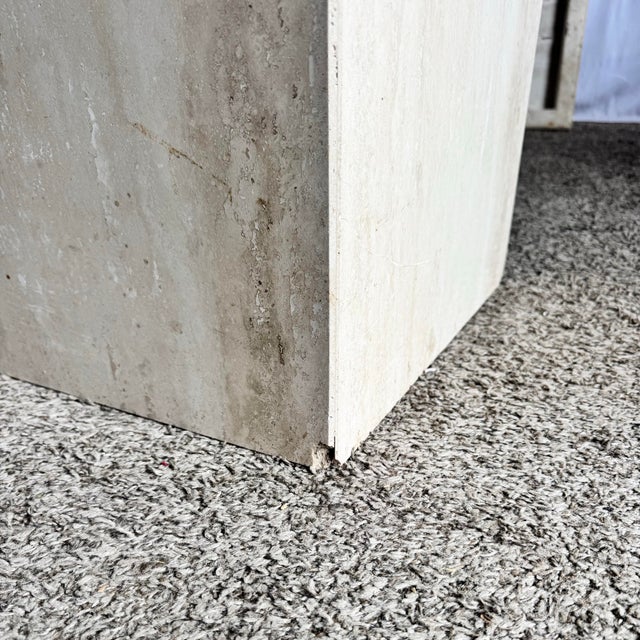 Stone Vintage Italian Travertine Square Top Coffee Table For Sale - Image 7 of 12