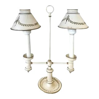 Mid Century Toleware Double Shade Lamp For Sale