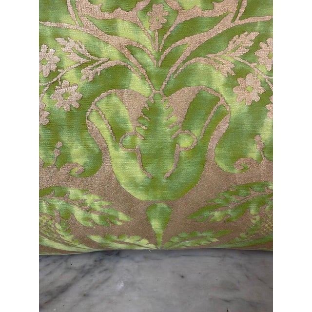Textile Mariano Fortuny Glicine Patterned Pillows, Moss Green & Gold Damask For Sale - Image 7 of 12
