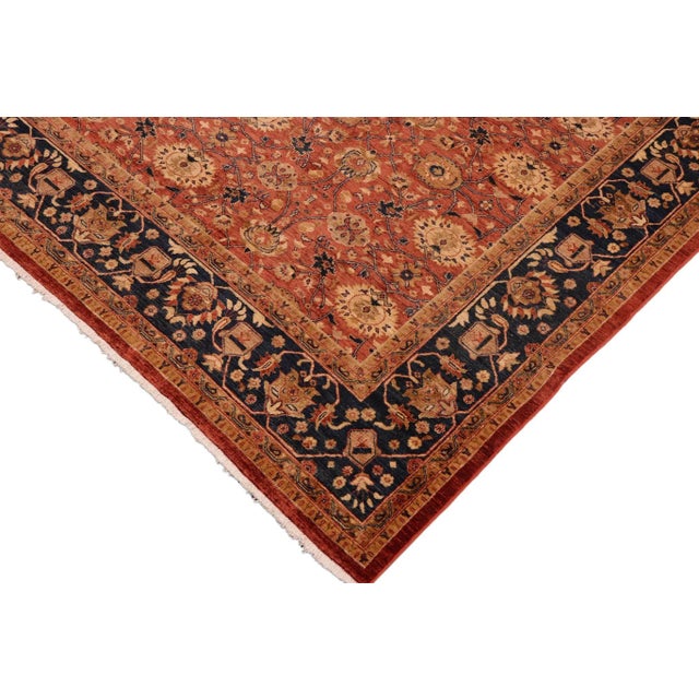 1990s Classic Ziegler Red Blue Hand-Knotted Wool Rug - 9'2'' X 12'2'' For Sale In New York - Image 6 of 8