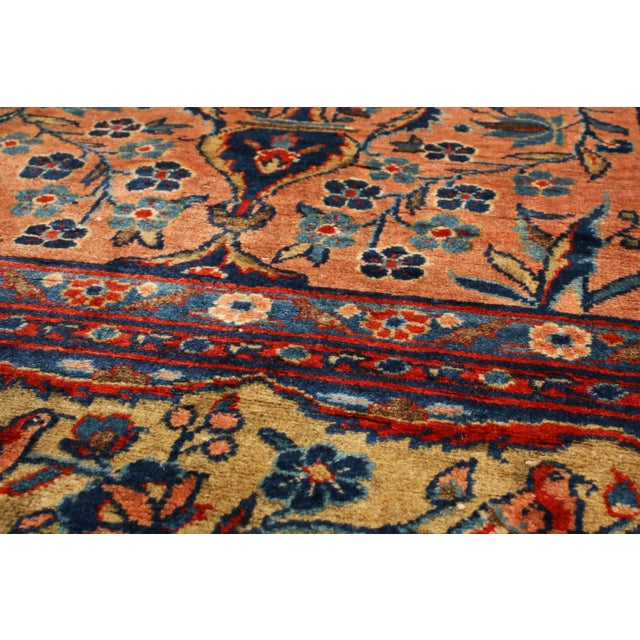 Antique Kashan Beige and Red Wool Persian Rug For Sale - Image 4 of 6