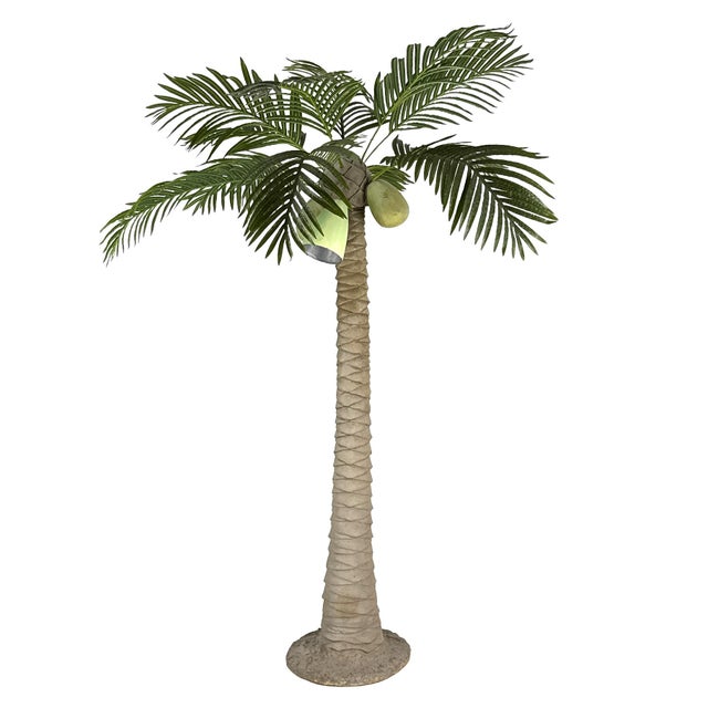 Mid-Century Modern Vintage 1960s Plaster Palm Tree Floor Lamp W/ Metal Bullet Shade - Tropical Tiki Island Beach Decor - Mario Torres Style For Sale - Image 3 of 18