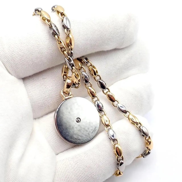 1970s Bulgari Zodiac Pendant Yellow Gold Steel Diamond Necklace For Sale - Image 12 of 12