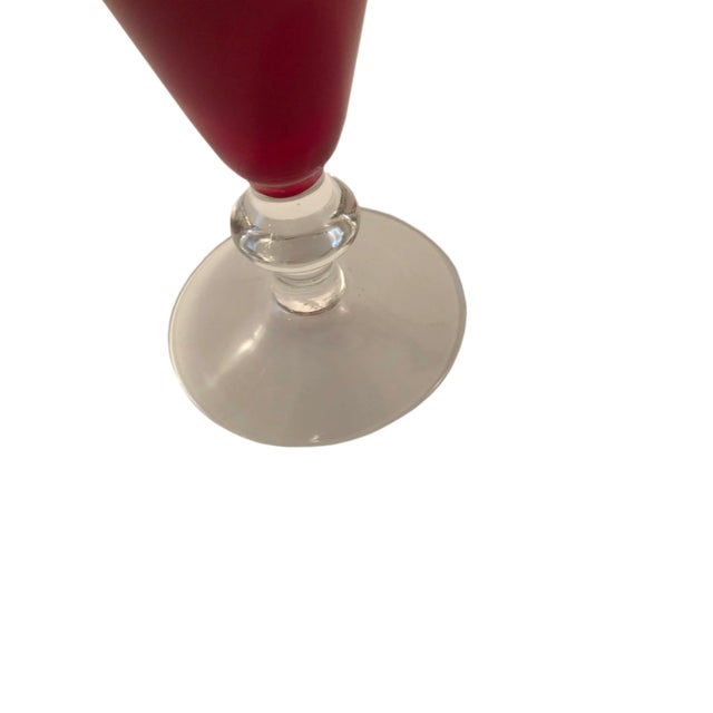 A red mid century triple cased urn shaped vase. Circa 1950.