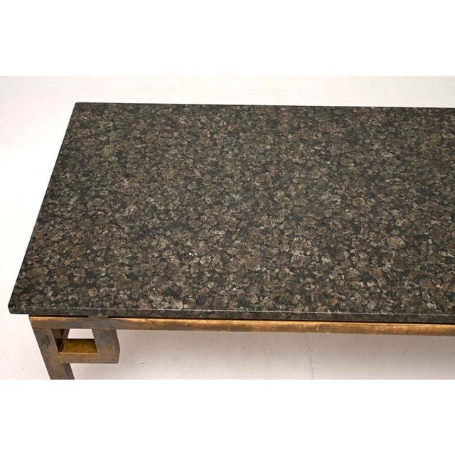 1960s Vintage French Brass and Marble Coffee Table, 1960 For Sale - Image 5 of 9