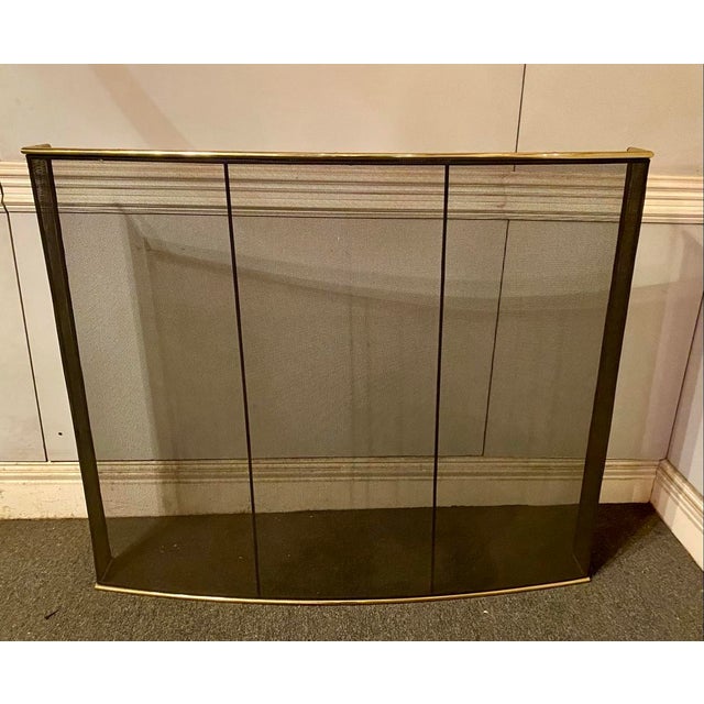 Vintage Fireplace Screen Oversized Metal and Brass 45” wide x 37” tall
