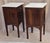 1910s Pair of English Mahogany Nightstands With Carved Floral Doors & Stone Tops For Sale - Image 11 of 18