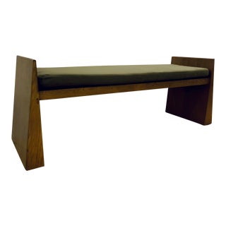 Mid-Century Modern Style Sage Velvet Architectural Angie Bench For Sale