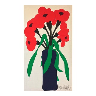 “Poppy” Signed Textile Print by Howard Smith for Vallila Circa 1970’s, Star on Law&Order For Sale