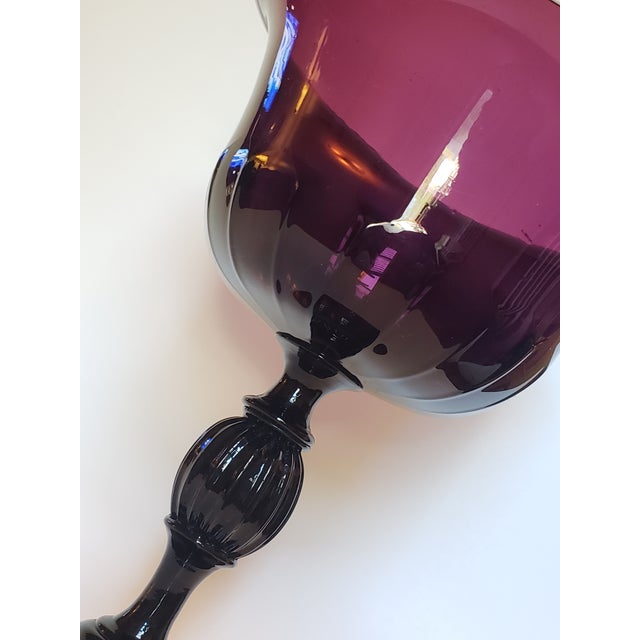 Vintage Murano Glass Amethyst Tazza Compote Bowl Attr Salviati For Sale - Image 9 of 18
