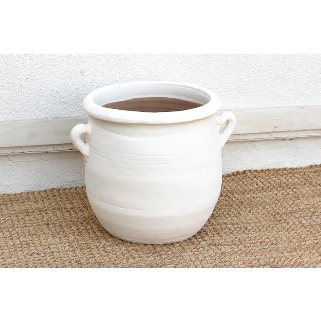 Rustic White Terracotta Mediterranean Planter For Sale In Los Angeles - Image 6 of 7