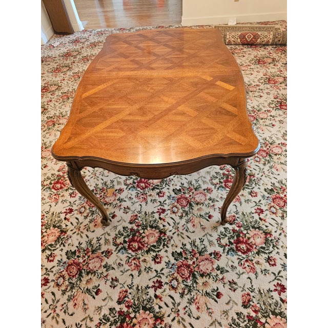 1980s Thomasville Country French Parquet Dining Table With 2 Leaves