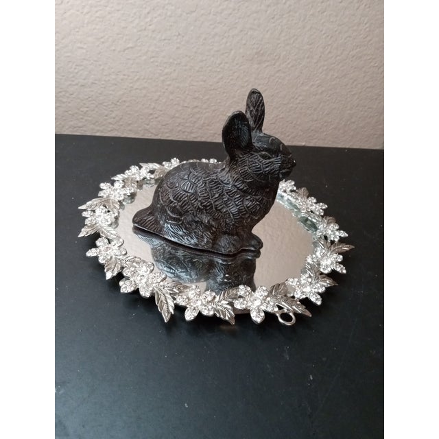 Shabby Chic 1980s Solid Bronze Bunny Figurine For Sale - Image 3 of 6