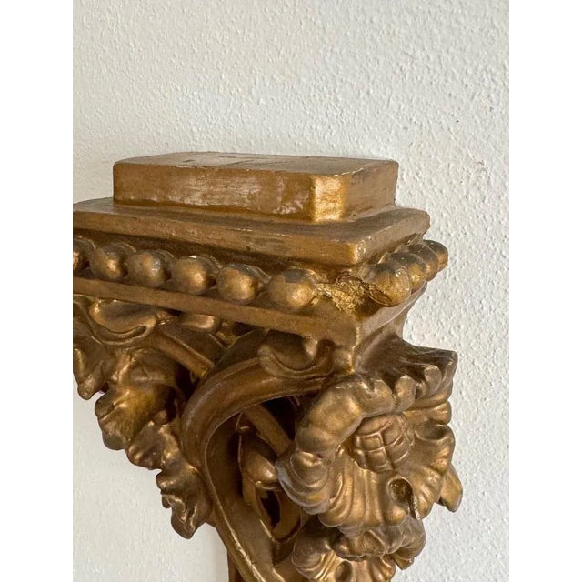 Gold Vintage Small Wall Shelf, 1950s For Sale - Image 8 of 12