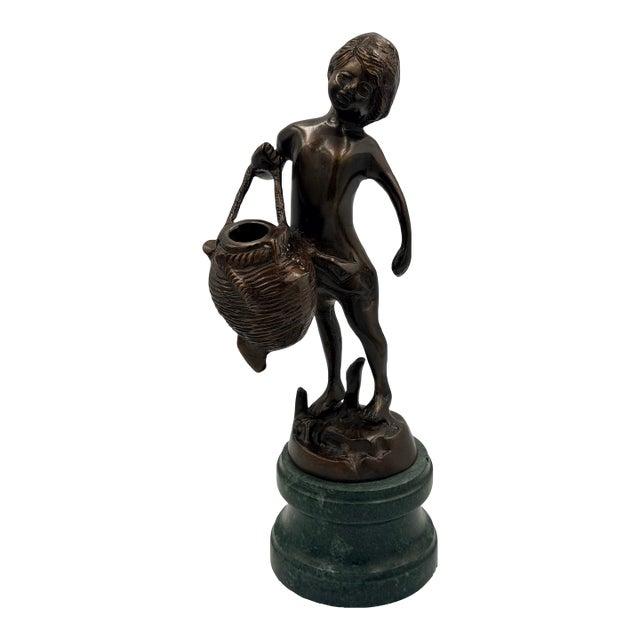 Early 20th Century Replica Auguste Moreau Bronze the Water Bearer Sculpture on Marble Base For Sale