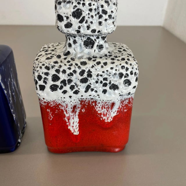 Ceramic Blue-Red Pottery Fat Lava Glaze WGP Vases from Jopeko, Germany, 1970s, Set of 2 For Sale - Image 7 of 18
