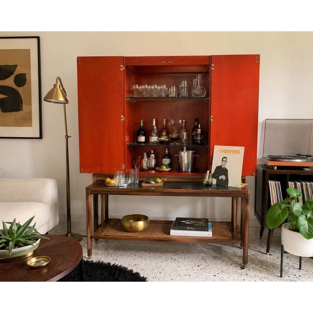 1966 Mid-Century Modern Expanding Bar Cabinet With Pull-Out Serving Console For Sale - Image 12 of 12