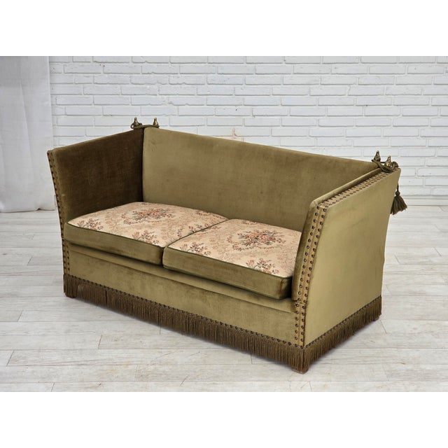 Danish 2-Seater Spanish Drop Arm Sofa in Furniture Velour, 1970s For Sale - Image 16 of 18
