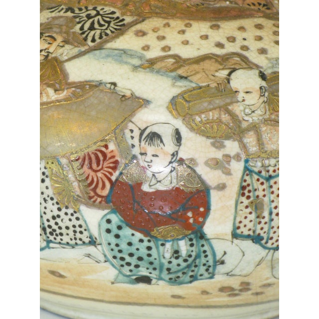 Beige Mid 19th Century Vase SATSUMA ANTIQUE MEIJI JAPANESE KYOTO Ceramic For Sale - Image 8 of 16