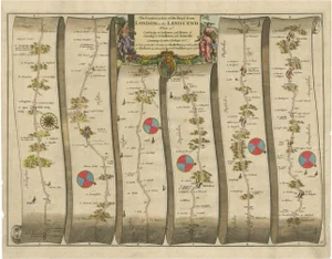 Antique Map of the Road from Andover to Crewkerne