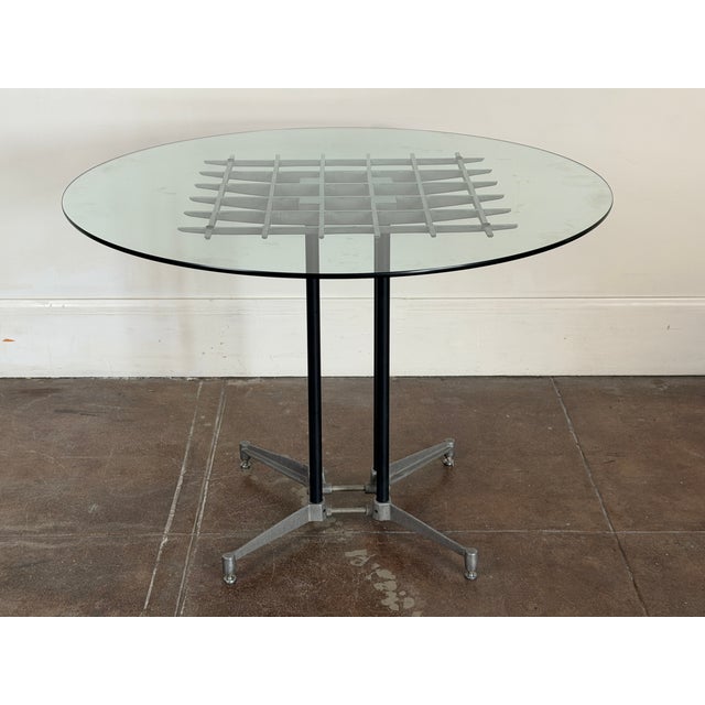 Vintage 1980's Postmodern Aluminum Glass Dining Table For Sale - Image 12 of 17
