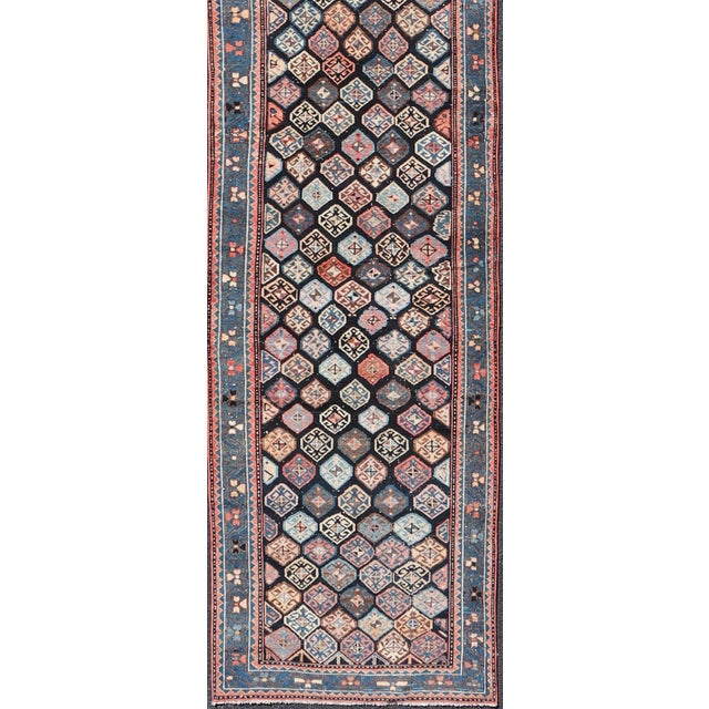 Antique Hamadan Runner With All-Over Tribal Design in Jewel Tones 3'5 X 18'8 For Sale - Image 4 of 15